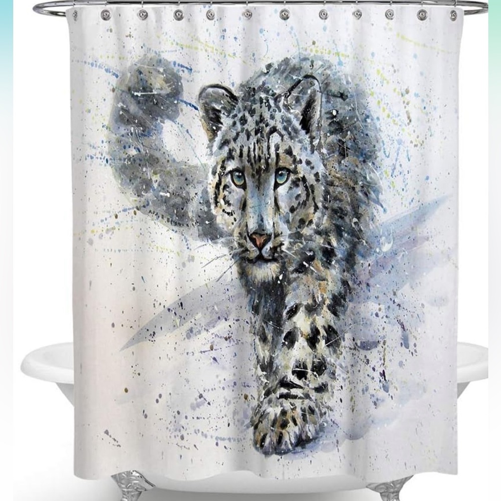 Snow leopard shower curtain